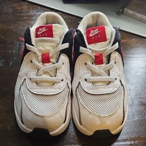 Nike Airmax Kids Black and White Sneakers with Red Accents